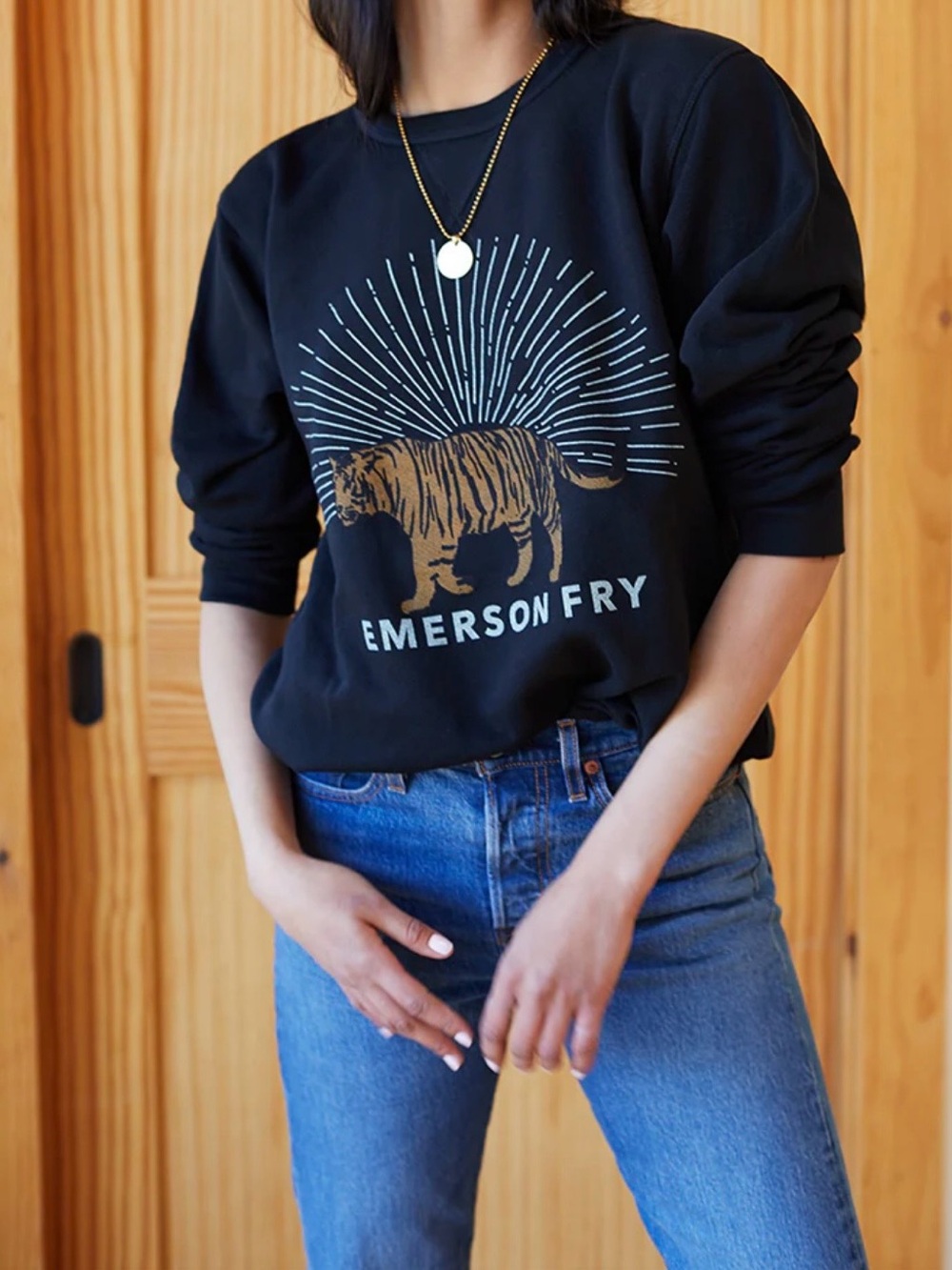 Emerson Fry Tiger Sweatshirt with Golden Tiger Motif Size S pre-owned